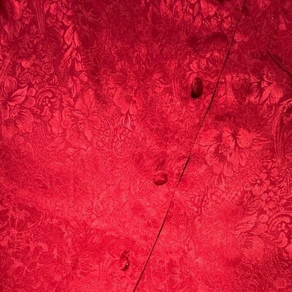 DELICATES 2 piece, women's size S, polyester pajamas set, red satin feel - Picture 8 of 10